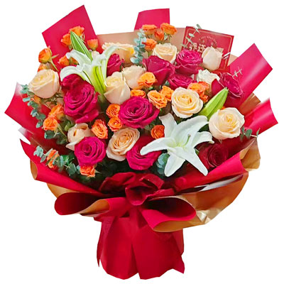 烟台19朵玫瑰百合，爱情永不凋零