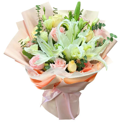 烟台10朵玫瑰百合混搭，爱是难忘时刻